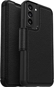 OtterBox Galaxy S22+ Strada Series Case - Shadow (Black/Pewter), Card Holder, Genuine Leather, Pocket-Friendly, Folio case