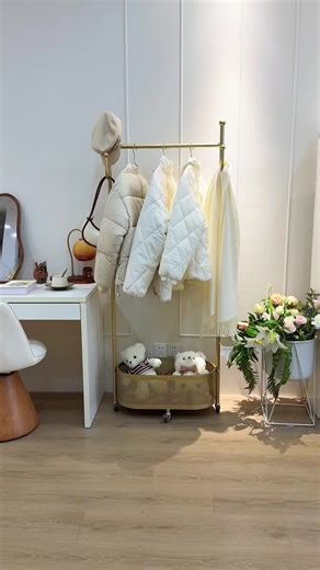 Durable Movable Coat Rack with Non-Removable Basket