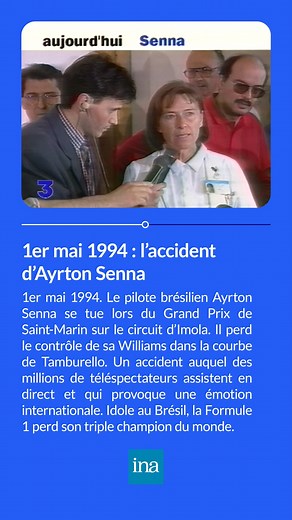 ⏪ C'était il y a 30 ans. Le 1er mai 1994, le pilote brésilien Ayrton Senna décédait à la suite d'un accident lors du Grand Prix de Saint-Marin. #AyrtonSenna #formule1 | INA