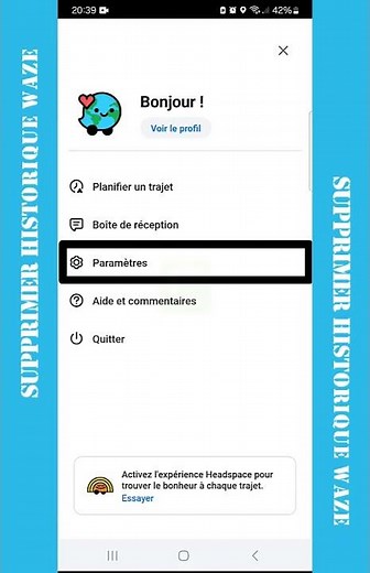 WAZE - supprimer Historique de Navigation