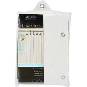 Bath Bliss Shower-Curtain Liner, Extra Long, Plastic, White (72x84")