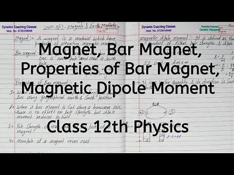 Magnet, Bar Magnet, Properties, Magnetic Dipole Moment, Chapter 5, Magnetism and Matter, Class 12