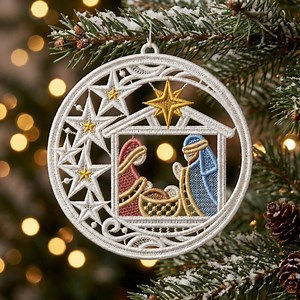 FSL Nativity Scene Ornament, Starry Christmas Deco - Free Standing Lace Machine Embroidery Designs Instant Download 5x5 Hoop SCA1225-009 - Etsy