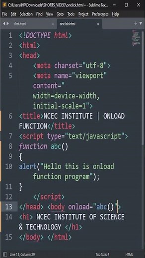 What is onload in JavaScript? | JavaScript Basics ONLOAD | How to use OnLoad function in JS #shorts