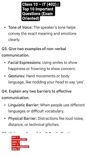 Class 10 – IT (402) | Top 10 Important Questions (Exam Oriented)#class10 #402 #communicationskills