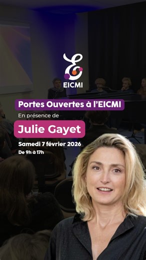 EICMI | École supérieure de composition de musique de films on Instagram: "Julie Gayet, marraine de l’EICMI, sera présente lors la journée portes ouvertes de l'EICMI - 7 février 2026 Comédienne, réalisatrice et productrice de cinéma, elle est aussi Présidente-fondatrice du Festival « Sœurs Jumelles » et Présidente de Ciclic, ce projet ne pouvait pas s’imaginer sans elle. Cette journée aura lieu le **7 février 2026 de 9h à 17h**, au sein de notre établissement à Châteauroux. Ouverte aux étudiant·
