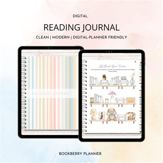 Digital Reading Journal for Goodnotes & Notability | Undated Reading Planner | Pastel Rainbow Book Tracker - Etsy