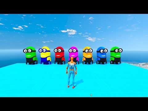 GTA 5 Crazy Ragdolls RED SPIDERMAN VS YELLOW MINION VS RED MINION Euphoria Physics and Funny Fails 2