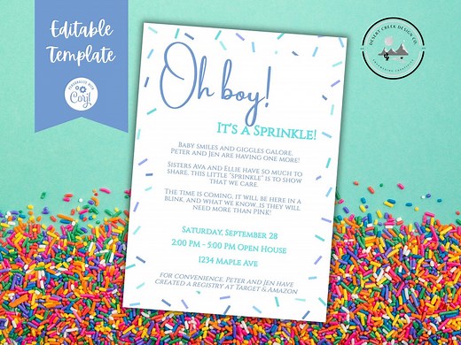 Baby Sprinkle Invitation Boy: Editable Template (digital Download) - Etsy