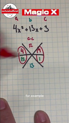 Factoring a ≠ 1 | Magic X | Algebra Concepts #math #algebra #factoring #shorts