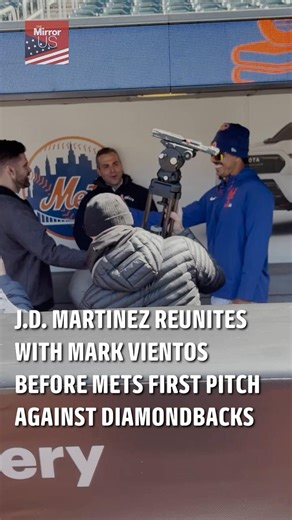 J.D. Martinez Reunites with Mark Vientos Before Mets First Pitch Against Diamondbacks