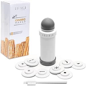 Churro Maker Machine - 8 Different Nozzle for Churros Maker Machine - Churreras Para Churros and Cheese Straw Press - Easy Handle Churro Piping Tip (Gray)