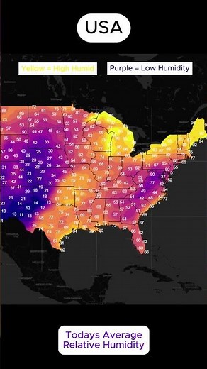 US HUMIDITY MAP TODAY 💧🔥😳 DRY WEST vs MOIST EAST 🥵🌫️🇺🇸 #weather #humidity #usa #forecast #map