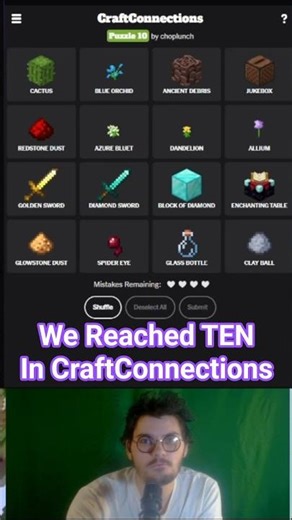 Its ALREADY at TEN in Craftconnections #10 #connections #nytgames #minecraft #minecraftshorts