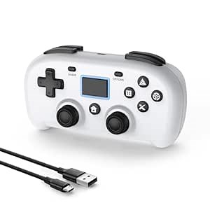 DYONDER Wireless Controller for PS4,Mini Style Gamepad Compatible with PS4/Pro/Slim,PC Game Remote for Window10/8/7,Gaming Controller with Dual Vibration/6-Axis Sensor/Audio Function(White)