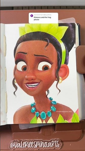 Drawing Tiana from Princess and the Frog #disneyprincess #sketchbook #coloredpencil #disneyart #asmr