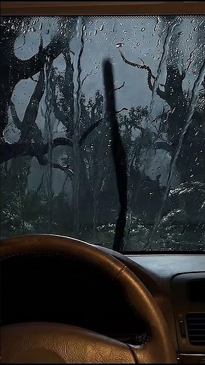 4K 3 HOURS Spooky Rain in the Car (Thunderstorm + Lightning) 🌧️⚡ Haunted Forest Night Ambience