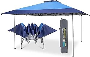 PHI VILLA Easy Set-up 13x13 Pop Up Canopy Gazebo Outdoor Tent Portable 169 sq.ft Sun Shade, Blue