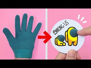 DIY POP IT Fidget Toy - How To Make Among Us Fidget Toy with Rubber gloves!