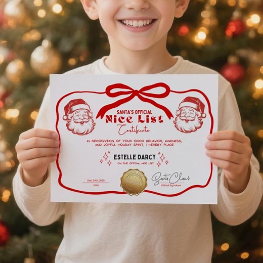 Editable Santa Nice List Certificate Canva Template Printable Christmas Certificate for Kids - Etsy