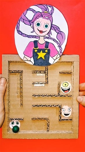 poppy playtime lily lovebraids diy amazing cardboad pinball maze game carft #poppyplaytime