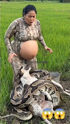 Horrifying! A helpless dog is wrapped around a giant python‼️😱😱 #funny #funnyvideo #comedy