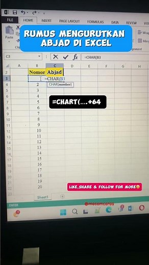 Rumus mengurutkan huruf abjad di Ms Excel #microsoftexcel #microsoftoffice #tips