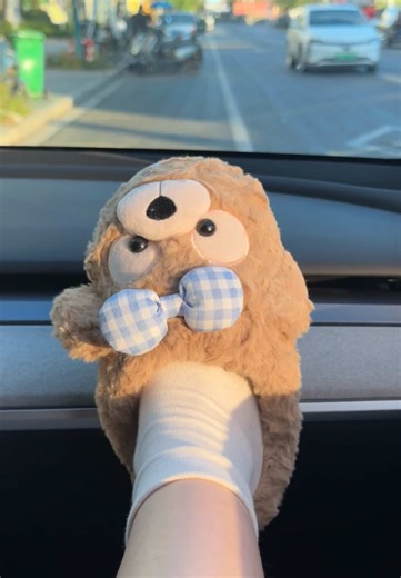 Giày sục lông nữ Nơ Kẻ dễ thương cho mùa đông