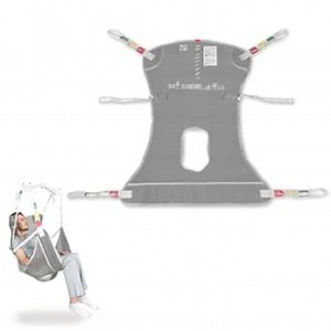 Universal Full Body Patient Lift Sling with Commode Opening for Elderly & Disabled, Safe Working Load 500 lbs, Small Grey