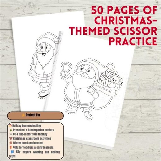 Christmas scissor coloring pages