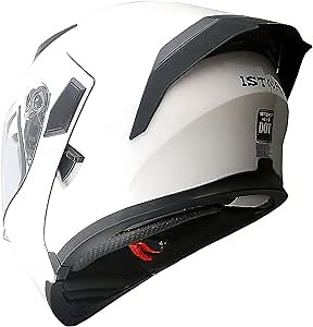 1Storm Motorcycle Modular Full Face Helmet Flip up Dual Visor Sun Shield: HB89 Glossy White