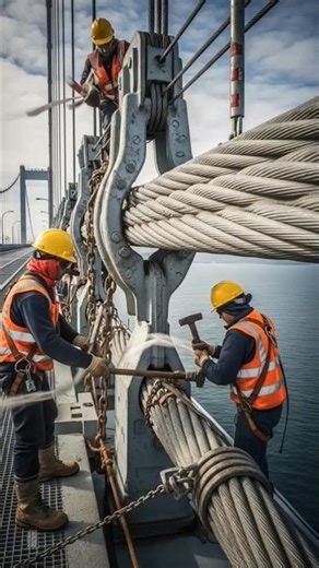 Maximum Tension! Steel Cables Explode on Giant Bridge. #shorts