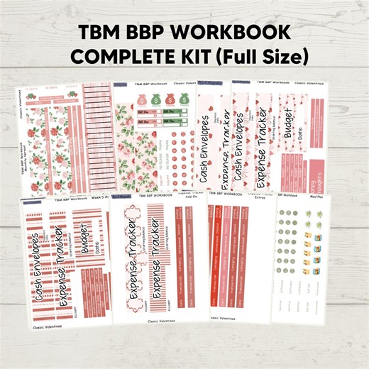TBM BBP Workbook Full Size Monthly Sticker Kit, Classic Valentine - Etsy