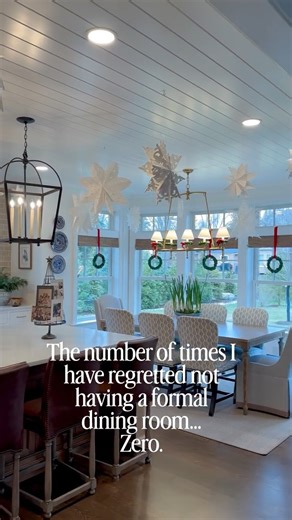 Skipping a formal dining room in our new build is one thing I’ll never regret. Building a home is all about give and take—letting aesthetics and function meet in a way that actually fits your life, not someone else’s. When we really looked at the square footage it would take to create a room we’d use only a handful of times a year, it just didn’t make sense for our family. The way we live, gather, cook, and connect happens in the spaces we use every day. And yes, I’ve heard the comments: “How ‘c