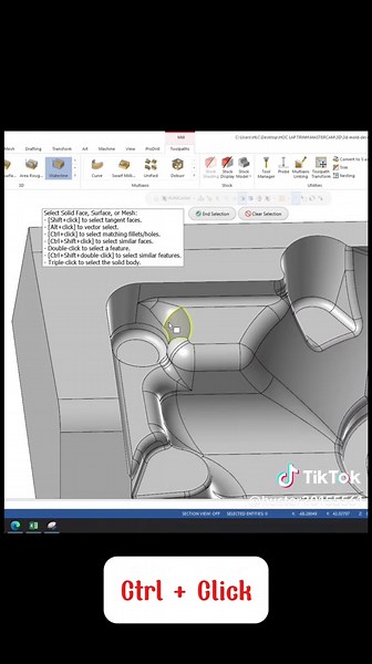 Quick tips mastercam: select face, surface in 3D toolpaths #quicktip #mastercam #CNC #millingmachine #cadcam #learning #fyp