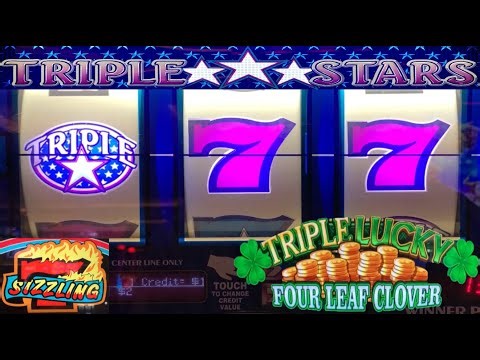 Nice Wins! 4 Reel Triple Stars + Triple Lucky Four Leaf Clover + Sizzling 7s slot play!