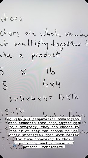 Multiplication – Break Up Strategy (Factors) . A factor is a number...