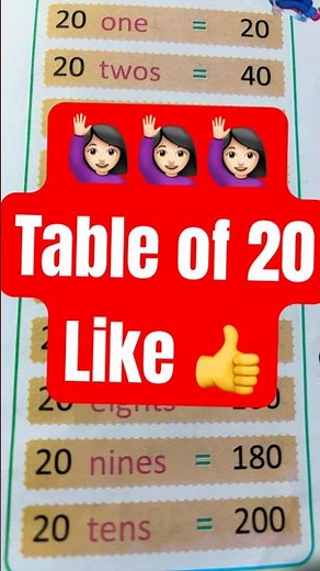 Table of 20 | | multiplication #studytime #tabelof20 #odiapath