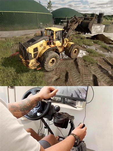 Volvo L260 loading silage to Biogas plant Thrustmaster Farmstick Steering Wheel #dkgc #farming #fs25