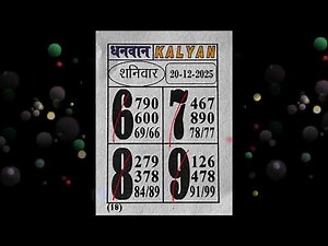 Dt-15/12/2025 to 20/12/2025 full week Kalyan and main bazar game fixx Dpboss satta matka guessing