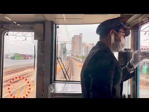 Japan train ride driver cab view Nishikujo to Universal City station Japan railway