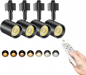 Remote Control LED Track Lighting Heads H Type Track Light Heads Dimmable, 2000K to 6000K Adjustable Ceiling Spotlight for H Track Lighting Rails, CRI90+ 24° 10W 800lm, Black (4 Pack)