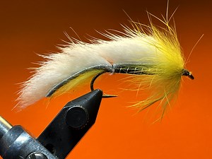 In this video, our volunteer Fabio shows you how to tie a "Micro Rabbit Strip Streamer", a.k.a. Black Ghost Zonker. This fly is designed to target trout, steelhead, bass, and other bait fish eating species. Materials list: Thread: 6/0 Black Hook: Size 2 down to 8 4XL streamer hooks. Fabio used an Orvis 8088 size 6 in the video. A Daiichi 2220 would work too. Tail and collar: Yellow rabbit fur Body: Black floss Ribbing: Silver Ultra Wire size medium or brassie Wing: White mink zonker or micro rab