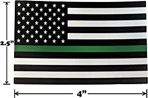Thin Green Line Support US Flag Army | Set of 4 | 4" x 2.5" | Vinyl Heavy Duty Sticker Decal Weatherproof UV Resistant