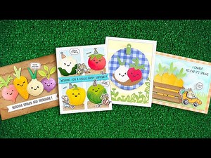 Intro to Stitched Garden Veggies and Stitched Root Veggies + 4 cards from start to finish