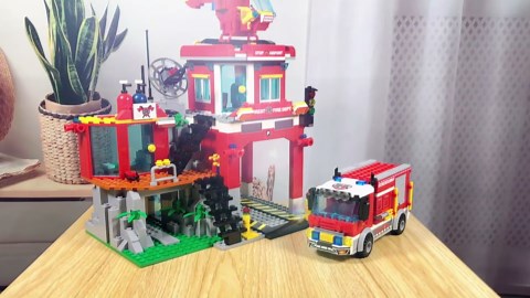 MindBox City Fire Rescue Building Set with Fire Station, Truck & Helicopter,772pcs Toy for Boys 8+