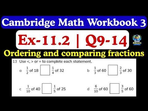 Cambridge Primary Math Workbook 3 | Ex 11.2 Q9–14 | Ordering & Comparing Fractions on a Number Line