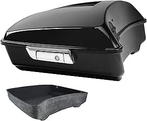 TCT-MOTORPARTS 10.7" Chopped Motorcycle Tour Trunk Luggage Tail Box Fit For Harley Touring 2014-2025 Road King Glide Street Glide Electra Glide