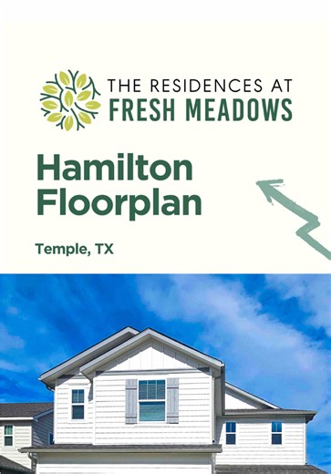 🏡✨ Step inside the Hamilton floorplan at Fresh Meadows in Temple, TX! With 1,908 sq ft, 4 bedrooms, and 2.5 bathrooms, this home is designed for modern comfort and style. Enjoy quartz countertops, white designer-selected cabinetry, and smart home technology—all crafted for convenience and elegance. 🌟 Coming Soon! Our brand-new amenity center will take your lifestyle to the next level with a resort-style pool, yoga space, grilling area, and more! Ready to make the move? Tour today and experienc