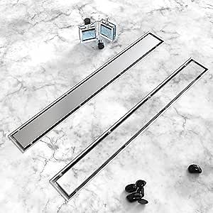 Tile Insert Linear Shower Drain 36 Inch, 2 in 1 Brushed Nickel Shower Drain, 304 Stainless Steel Drain Shower with Tile Insert Grate, Shower Floor Drain